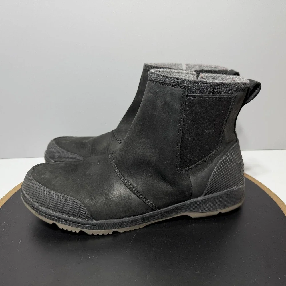 Sorel Boots Mens Size 9 Black Chelsea Ankle Faux Fur Lined Winter‎ LM6078-010